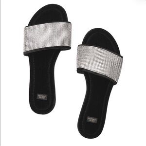 Victoria's Secret Black and Silver Slippers
